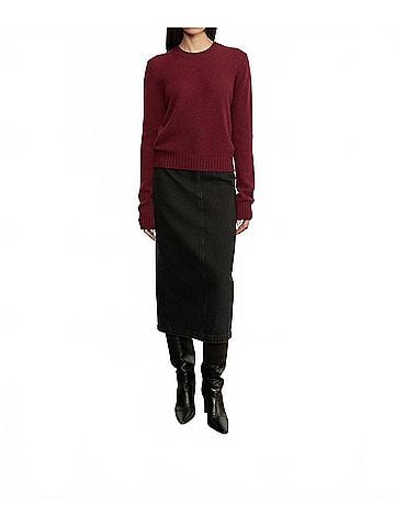 Enza Costa Cashmere Easy Long Sleeve Crew Top in Barolo (view 2)