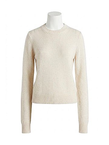 Enza Costa Cashmere Easy Long Sleeve Crew Top in Chalk (view 1)