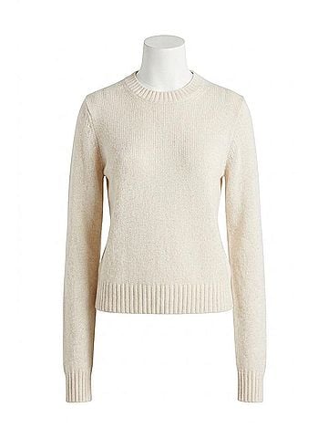 Enza Costa Cashmere Easy Long Sleeve Crew Top in Chalk (view 1)