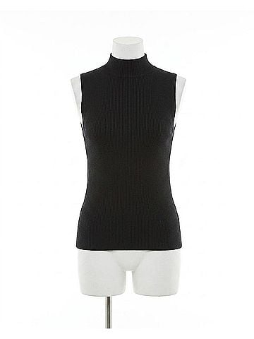 Enza Costa Silk Layering Mockneck Sweater in Black (view 1)