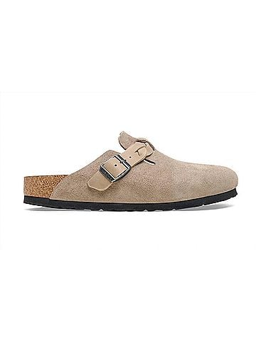 Birkenstock Women's Boston Braided Suede Clogs in Taupe (view 1)