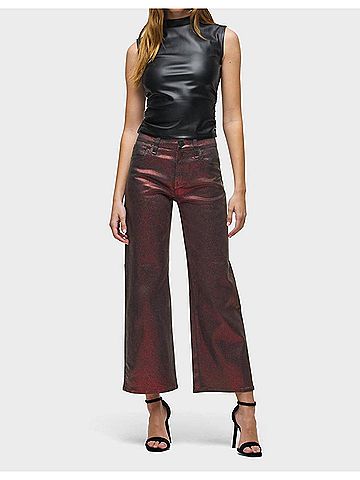 Hudson Rosie High-Rise Wide Leg Jeans in Port Glitter Foil (view 2)