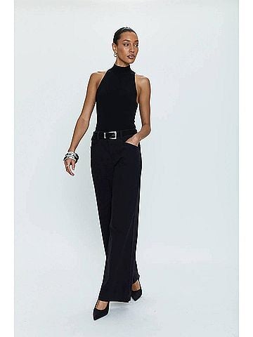 Pistola Jasmine High-Rise Wide-Leg Trouser in Black (view 2)