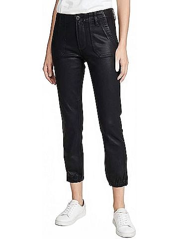 Paige Mayslie Joggers in Black Fog Luxe Coated (view 2)