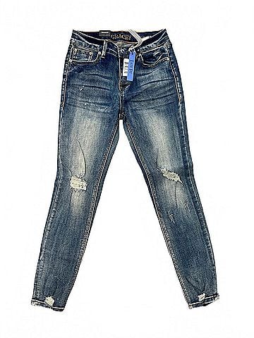 Grace in L.A. Women's Distressed Vintage Skinny Jean in Medium Wash (view 1)
