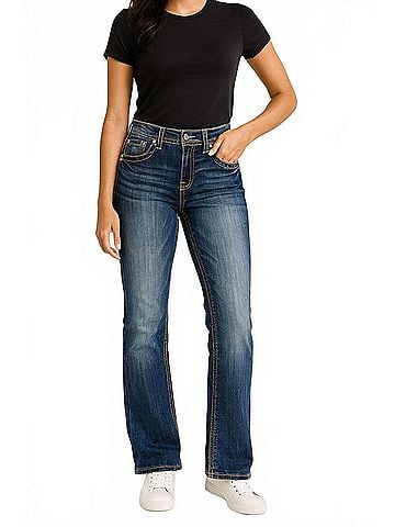Grace in L.A. Mid-Rise Bootcut Jean in Blue (view 2)