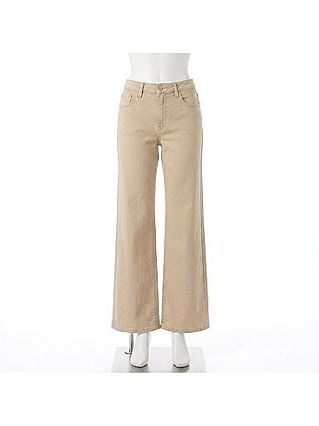 L'Agence Scottie High Rise Wide Leg Jeans in Biscuit Khaki (view 1)