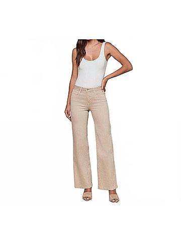 L'Agence Scottie High Rise Wide Leg Jeans in Biscuit Khaki (view 2)