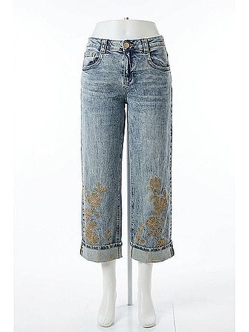 Democracy Wide Leg Ab Solution Embroidered Jeans in Denim (view 1)