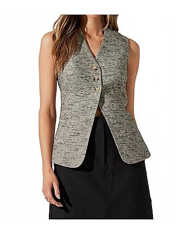 Astr Delphia Sleeveless Vest in Black Speckle (view 2)