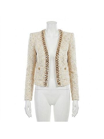 L'Agence Greta Chain Jacket in Cream (view 1)