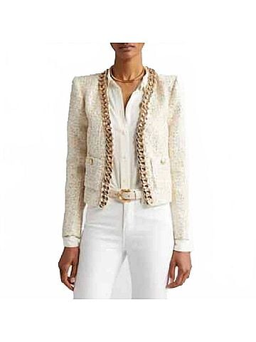 L'Agence Greta Chain Jacket in Cream (view 2)