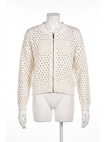 Elan Open Sweater Knit Zip-Up Jacket in White (view 1)