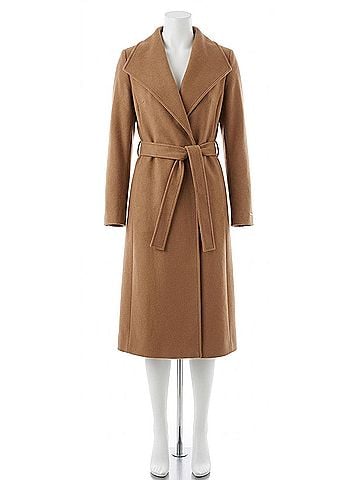 Elie Tahari Maxi Double Face Belted Wrap Coat in Camel (view 1)