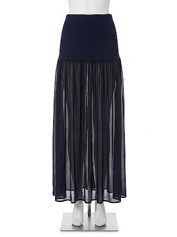 Enza Costa Airy Full Length Skirt in Midnight Blue (view 1)
