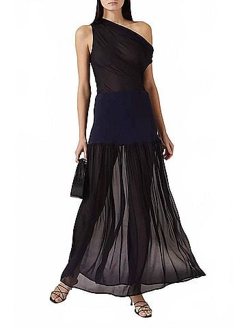Enza Costa Airy Full Length Skirt in Midnight Blue (view 2)
