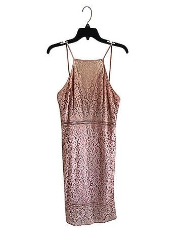 Sugarlips Blush Pink Lace-Trim Dress Cocktail Dress (view 1)