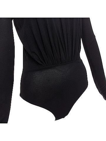 Giorgio Armani GIORGIO ARMANI black viscose gather waist crew neck long sleeve body IT38 XS (view 2)