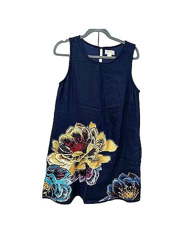 Maeve Navy Embroidered Flower Dress Casual Dress (view 1)