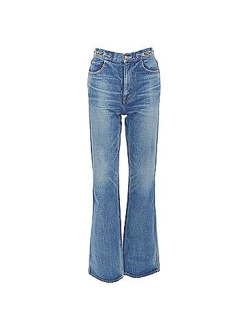 Céline Celine denim gold horsebit logo buckles jeans (view 1)