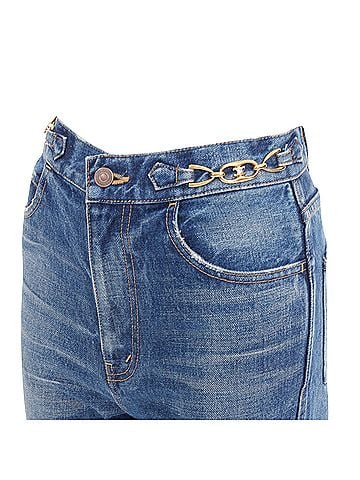 Céline Celine denim gold horsebit logo buckles jeans (view 2)