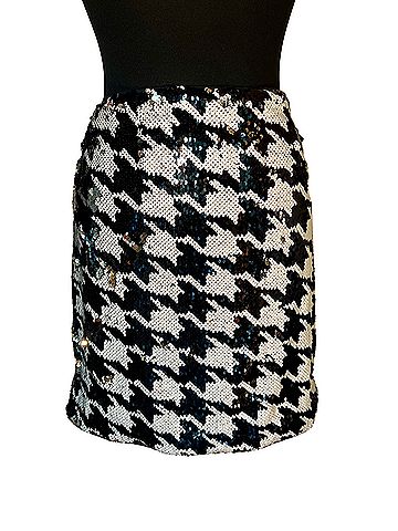Bebe Sequin Houndstooth Mini Skirt Formal Skirt (view 2)