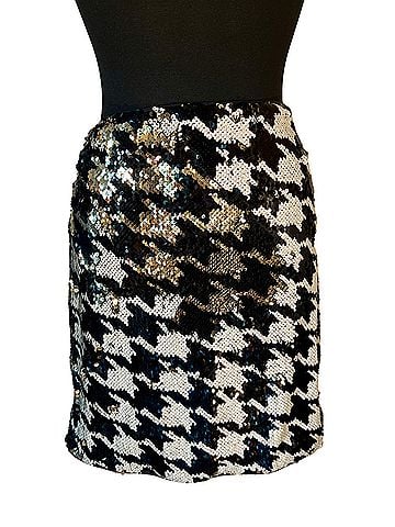 Bebe Sequin Houndstooth Mini Skirt Formal Skirt (view 1)