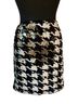 Bebe Houndstooth Black White Gold Formal Skirt Size 10 - photo 1