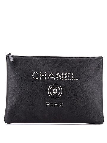 Chanel Deauville Pouch Studded Caviar Large (view 1)