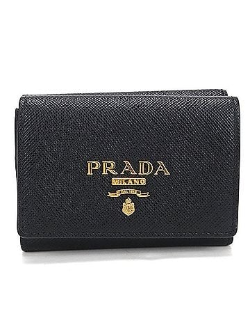 Prada PRADA Prada Tri-fold Wallet 1MH021 Saffiano Leather Women's Black (view 1)