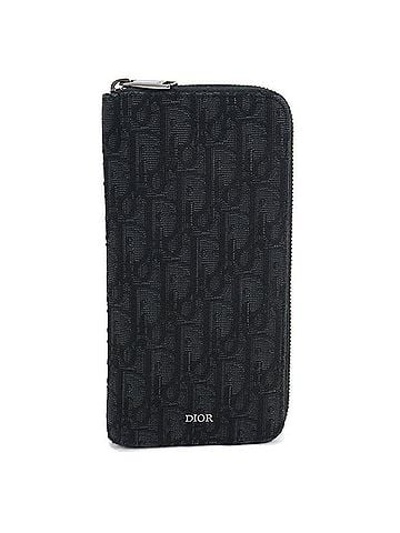 Christian Dior Christian Dior DIOR Dior Long Zip Wallet, Round Zipper, 2ESBC317YSE_H03E, Oblique Pattern, Men's, Black (view 1)