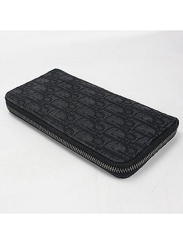 Christian Dior Christian Dior DIOR Dior Long Zip Wallet, Round Zipper, 2ESBC317YSE_H03E, Oblique Pattern, Men's, Black (view 2)