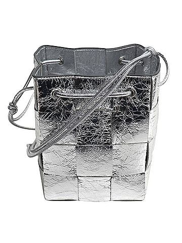 Bottega Veneta BOTTEGA VENETA Maxi Intrecciato Cassette Small Shoulder Bag, Silver, 752719 V2WG2 8101, Women's (view 1)