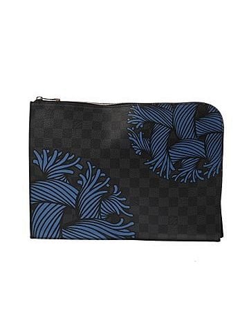 Louis Vuitton LOUIS VUITTON Louis Vuitton Damier Graphite Pochette Jour GM Black N41685 Men's Canvas Clutch Bag A Rank Used Ginzo (view 1)