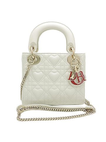 Christian Dior Christian Dior My Lady Heart Motif Women's Handbag Lambskin White (view 1)