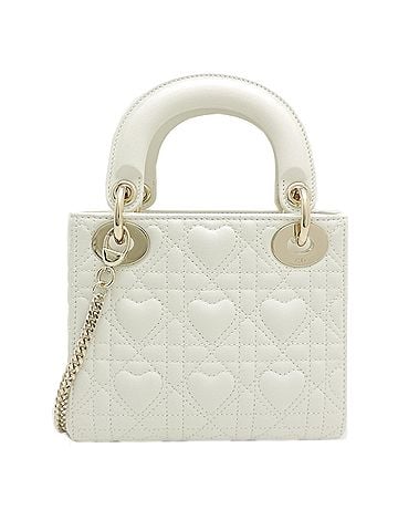 Christian Dior Christian Dior My Lady Heart Motif Women's Handbag Lambskin White (view 2)