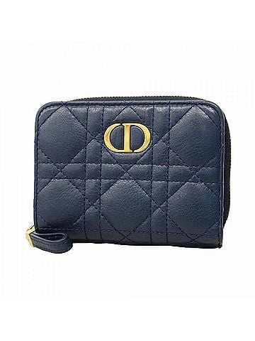 Christian Dior Christian Dior Cannage Leather Wallet, Blue, Women's (view 1)