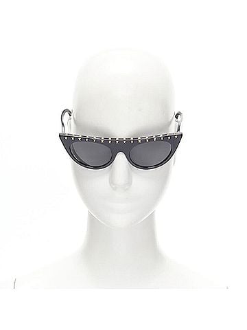 Mario Valentino VALENTINO VA4018 Rockstud black gold studded cateye sunglasses (view 1)