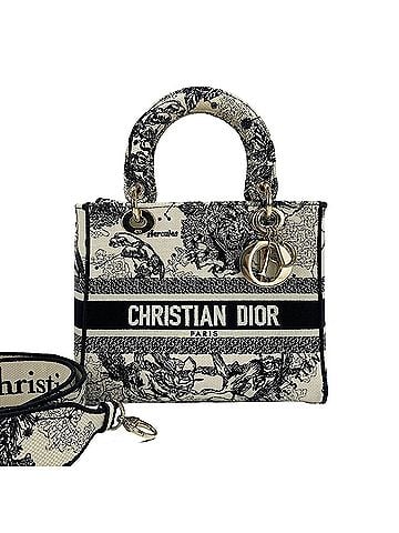 Christian Dior Christian Dior Lady Medium Embroidered 2-Way Handbag, Black (view 1)