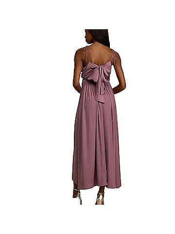 Lulus Dusty Purple Satin Tie-Back Maxi Dress Casual Dress (view 2)