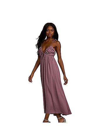 Lulus Dusty Purple Satin Tie-Back Maxi Dress Casual Dress (view 1)