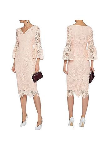 Lela Rose Fluted Corded Lace Dress Cocktail Dress (view 1)