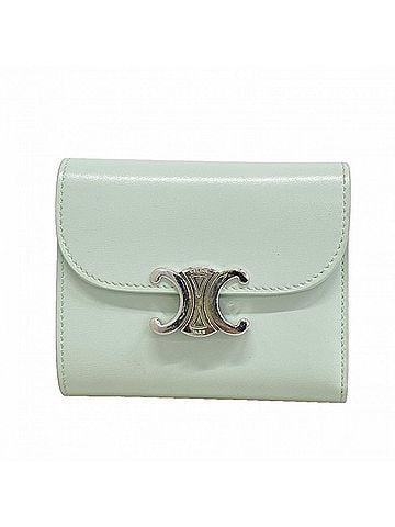 Céline Celine Triomphe Leather Tri-fold Wallet, Light Blue, Women's (view 1)