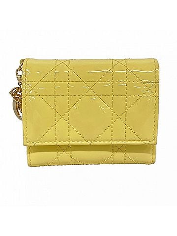 Christian Dior Christian Dior Tri-fold Wallet, Cannage Enamel, Ivory, Women's (view 1)