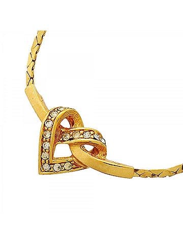 Christian Dior Christian Dior Necklace, Heart Motif, GP Plated, Rhinestone, Gold, Women's (view 1)