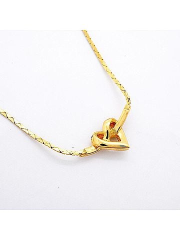 Christian Dior Christian Dior Necklace, Heart Motif, GP Plated, Rhinestone, Gold, Women's (view 2)