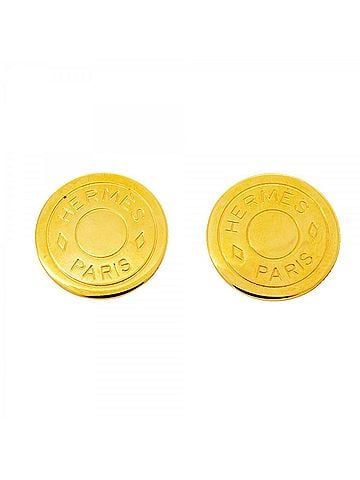 Hermès Hermes Earrings, Sellier, GP Plated, Gold, Women's (view 1)