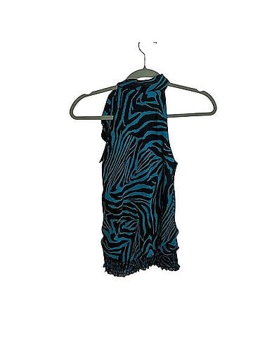 Soulmates Y2K Blue Zebra Tie Neck Blouse (view 2)