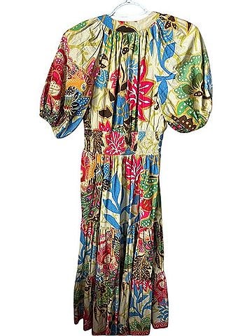Anthropologie Conditions Apply Puff-Sleeved Midi Dress Casual Dress (view 2)