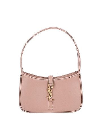 Saint Laurent Yves Saint Laurent SAINT LAURENT PARIS 710318 Smooth Calfskin Metal Cassandra Logo LE 5 A 7 Mini Hobo Bag Handbag Pink Beige Gold Hardware Women's (view 1)